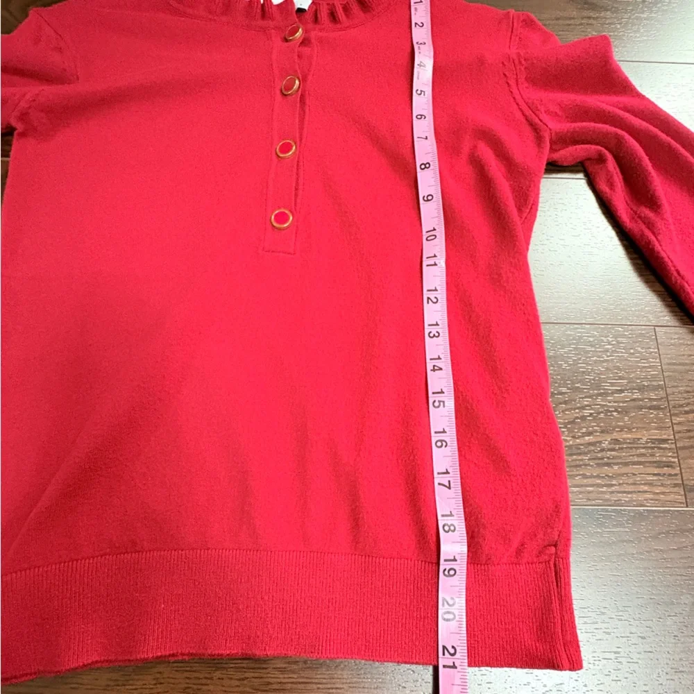 Chic Red Button-Up Ruffle Shirt - Picture 5 of 7
